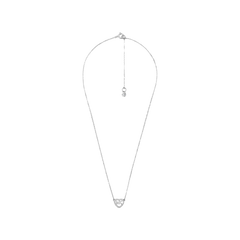 Colar de prata banhada a ródio com pedras de zircónia. O colar possui uma corrente delicada e um elemento decorativo central incrustado com várias pequenas e brilhantes pedras de zircónia, criando uma peça de joalheria elegante e sofisticada