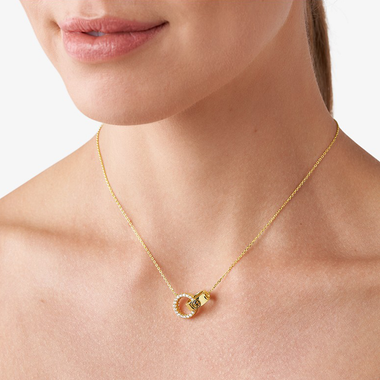 Colar Premium Pavé Interlocking Gold-Tone
