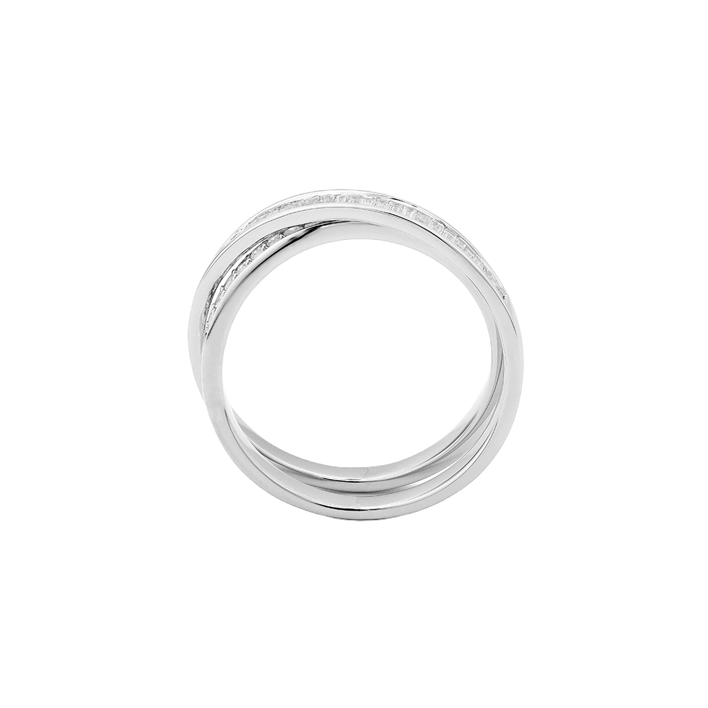 imagem interior do anel de ouro branco 18 kt com 41 diamantes incrustados