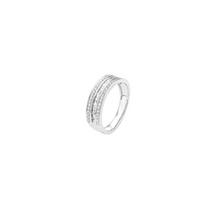 anel de ouro branco de várias bandas, incrustado com diamantes